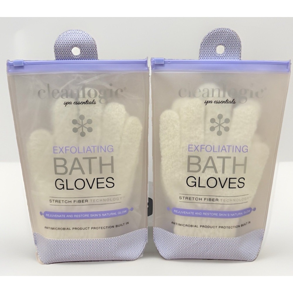 Exfoliating Gloves Body Scrub 2 Pack Shower Spa Exfoliator Organic Clean Logic